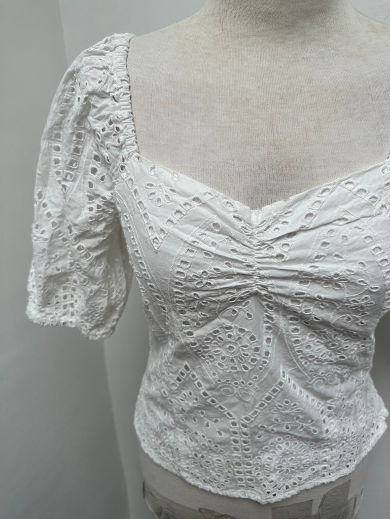 H&M wit bloesje met broderie maat 36