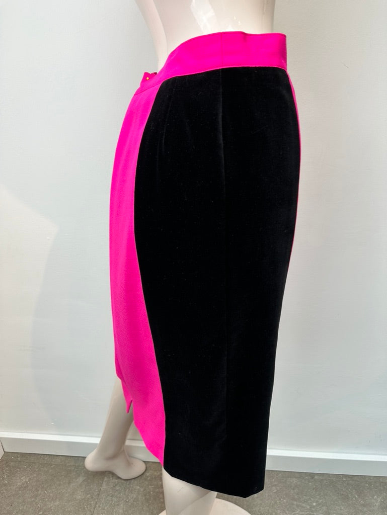 Vintage roze/zwart midirok maat 42