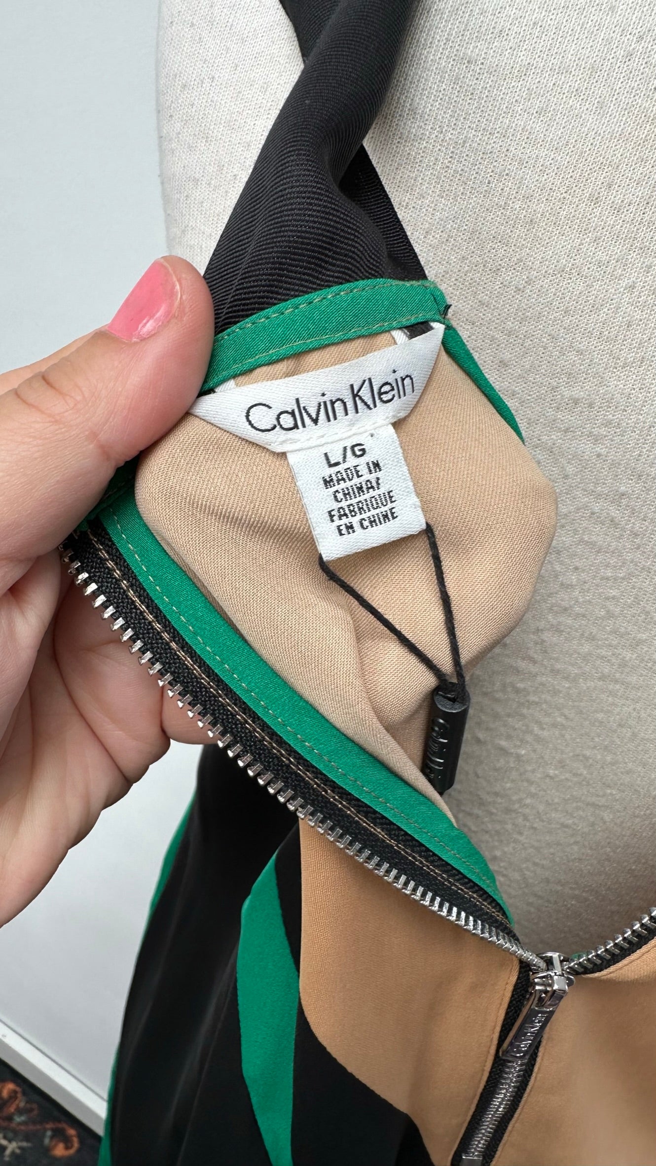 Calvin Klein jurk zwart/groen maat L