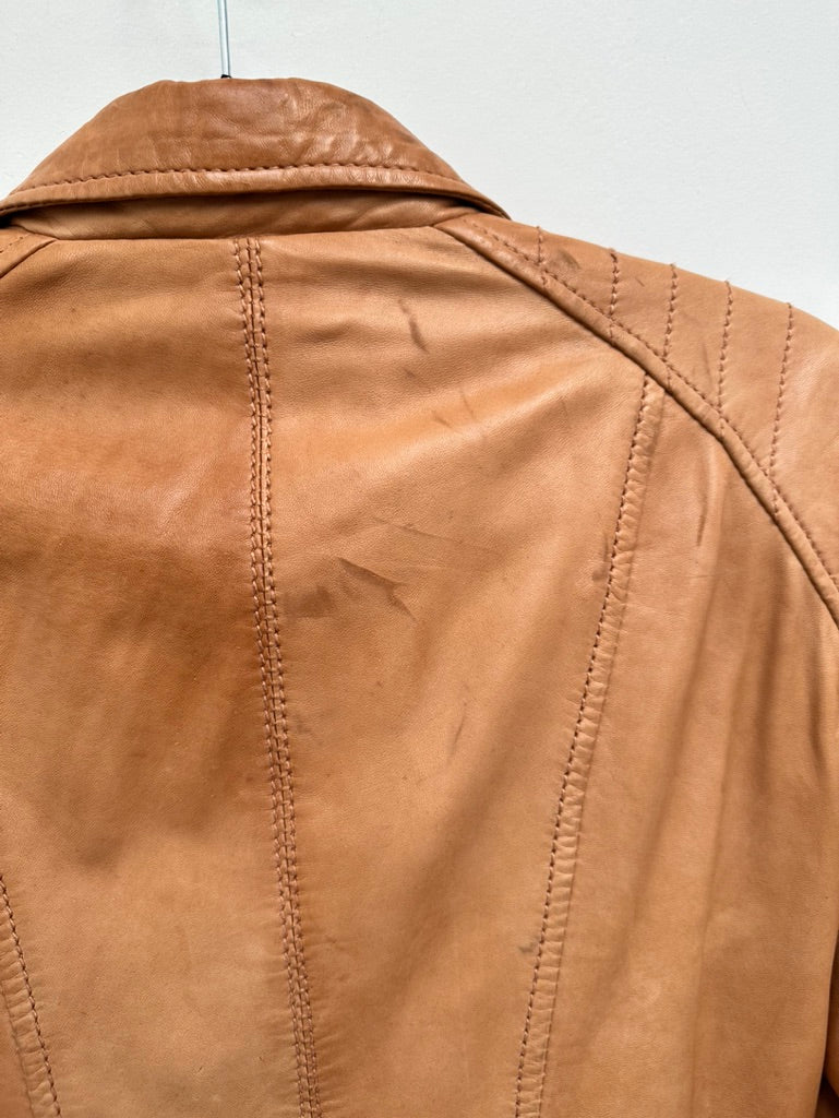 Stradivarius cognac biker jasje leer maat M