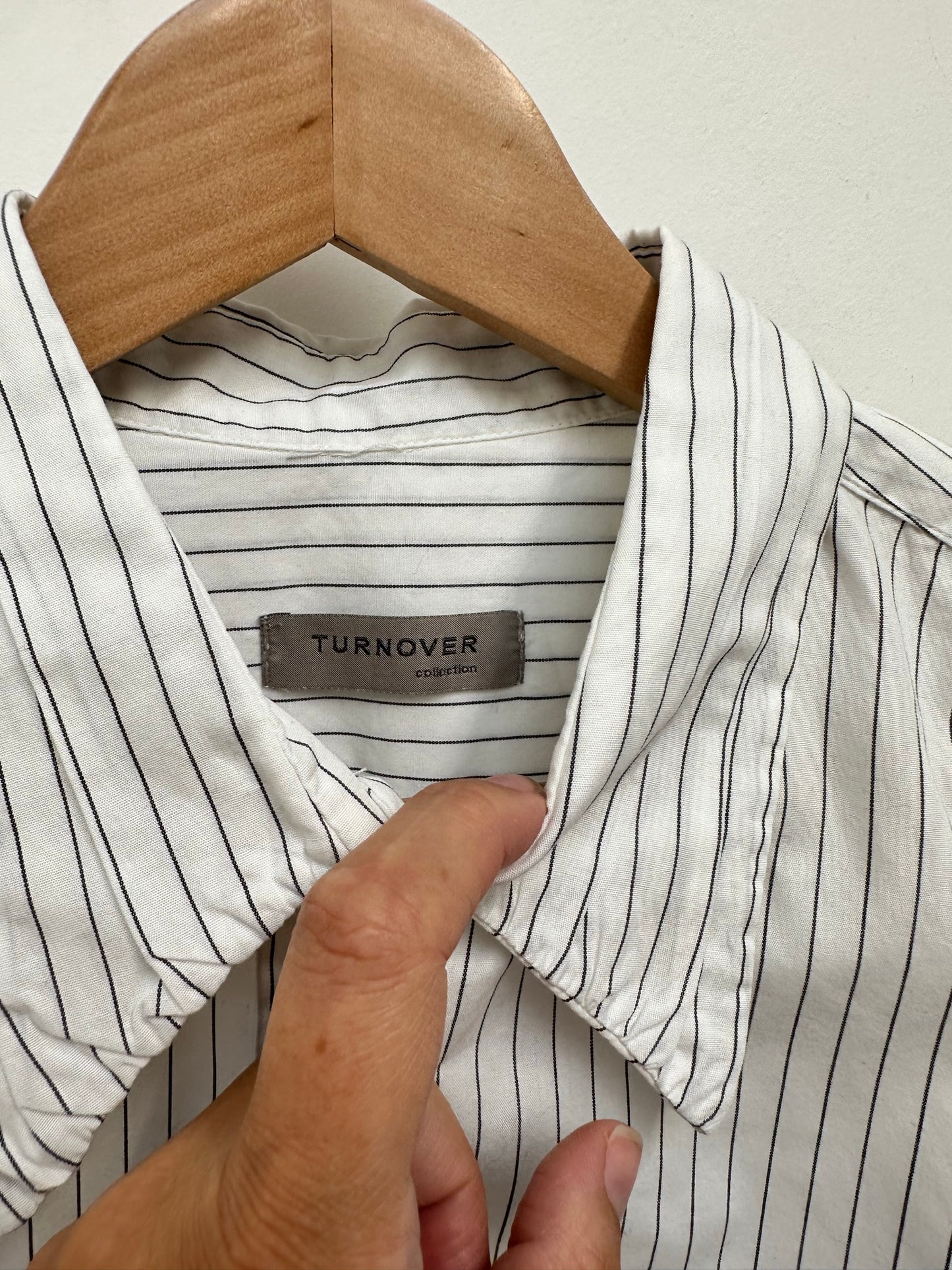 Turnover witte streep blouse maat 40