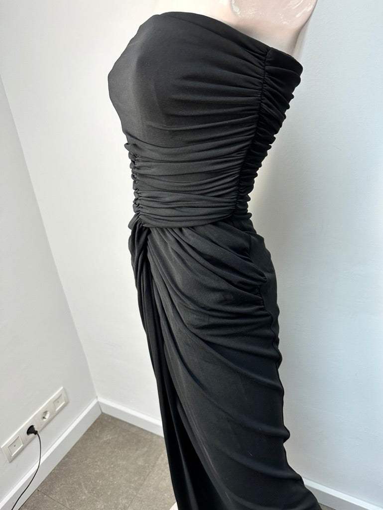 Mango SUIT strapless zwarte avondjurk maat M