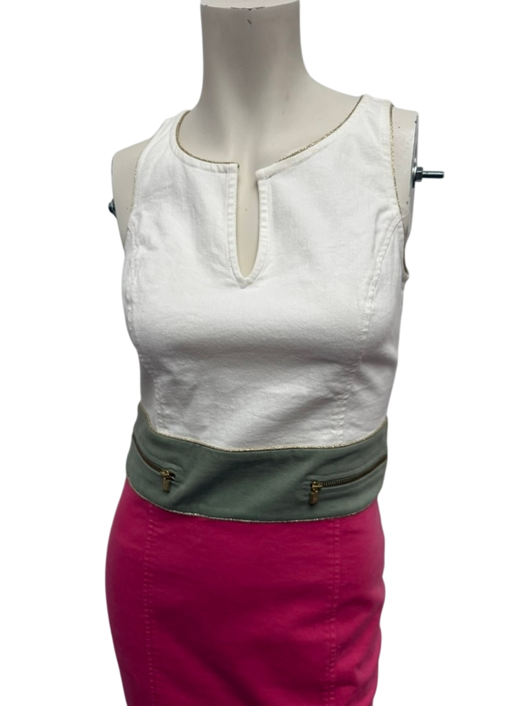 caroline biss Jurk maat S wit, roze, groen