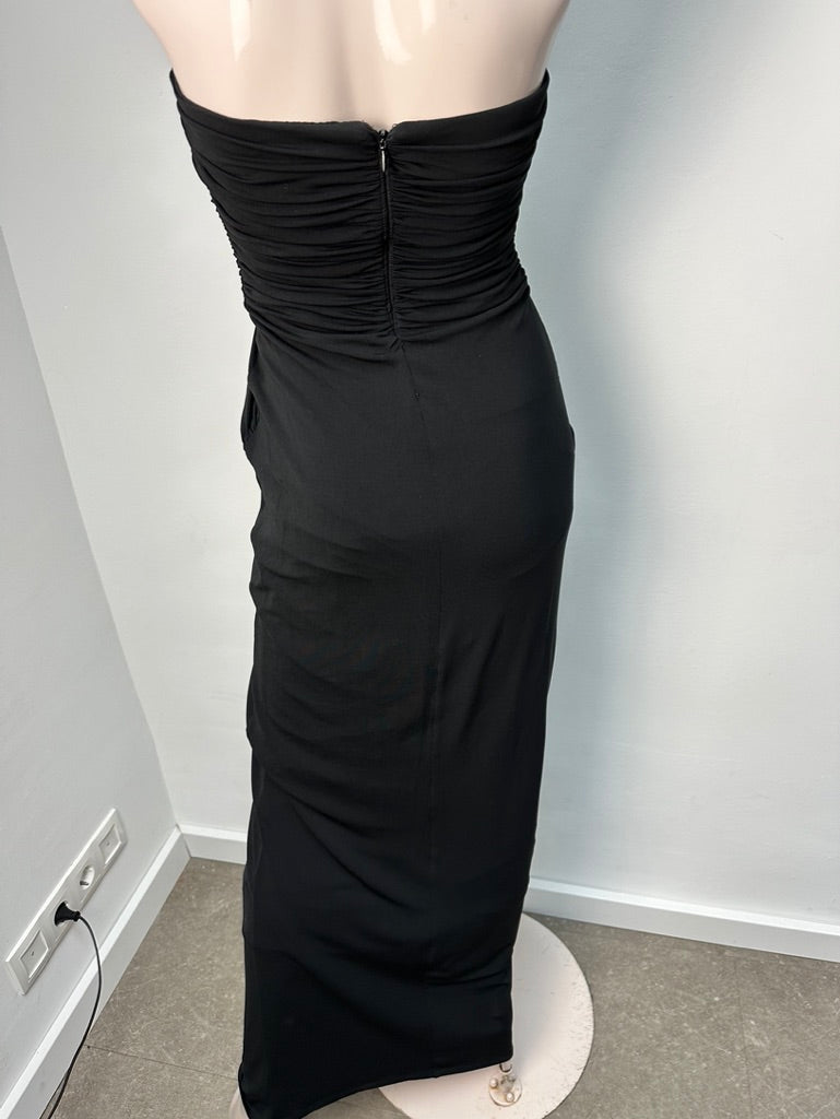 Mango SUIT strapless zwarte avondjurk maat M