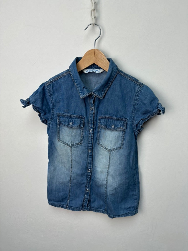 Mayoral jeans blouse met korte mouw maat 7 - 122