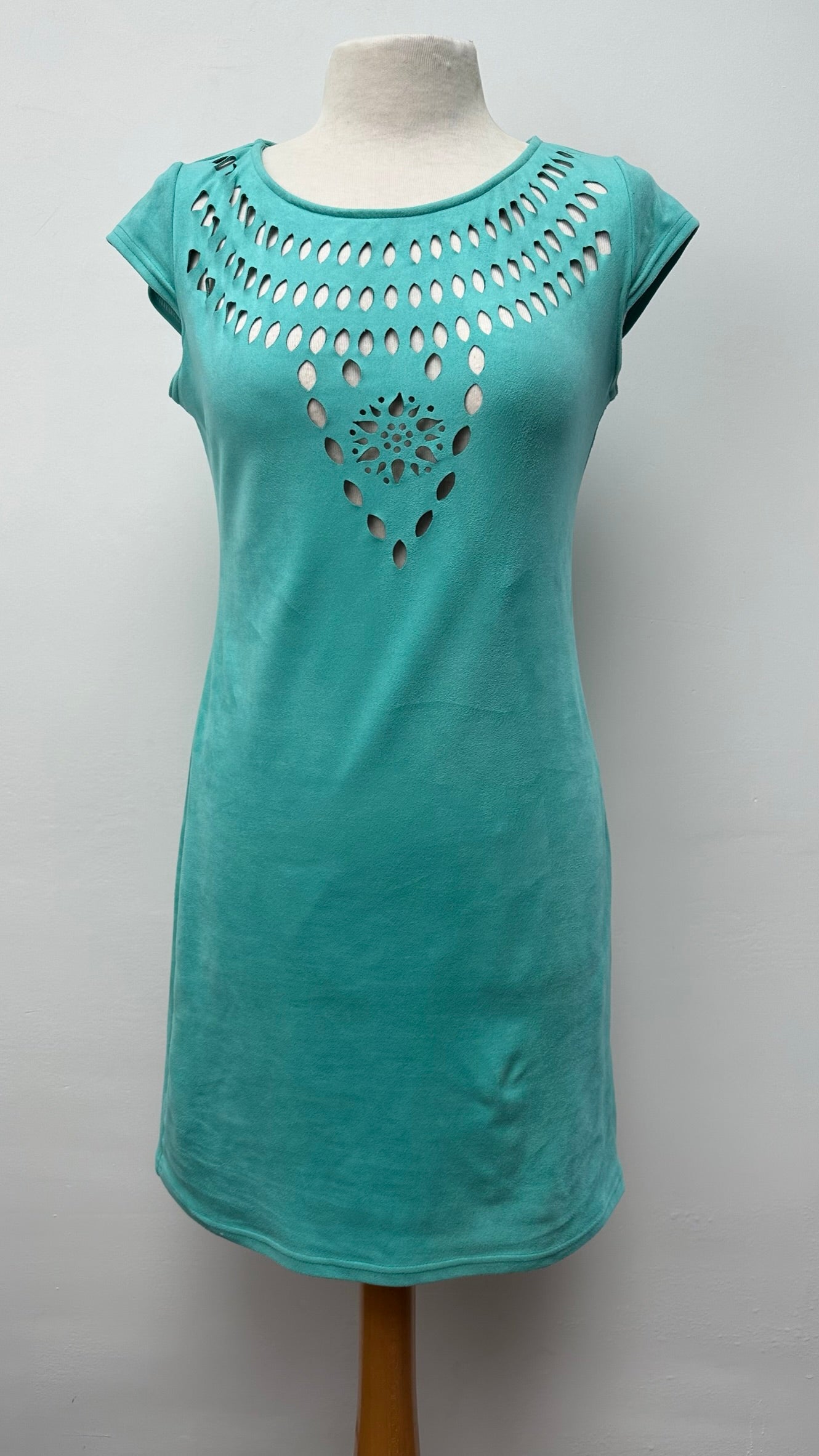 Jeff Gallano turquoise jurk met open print maat 2