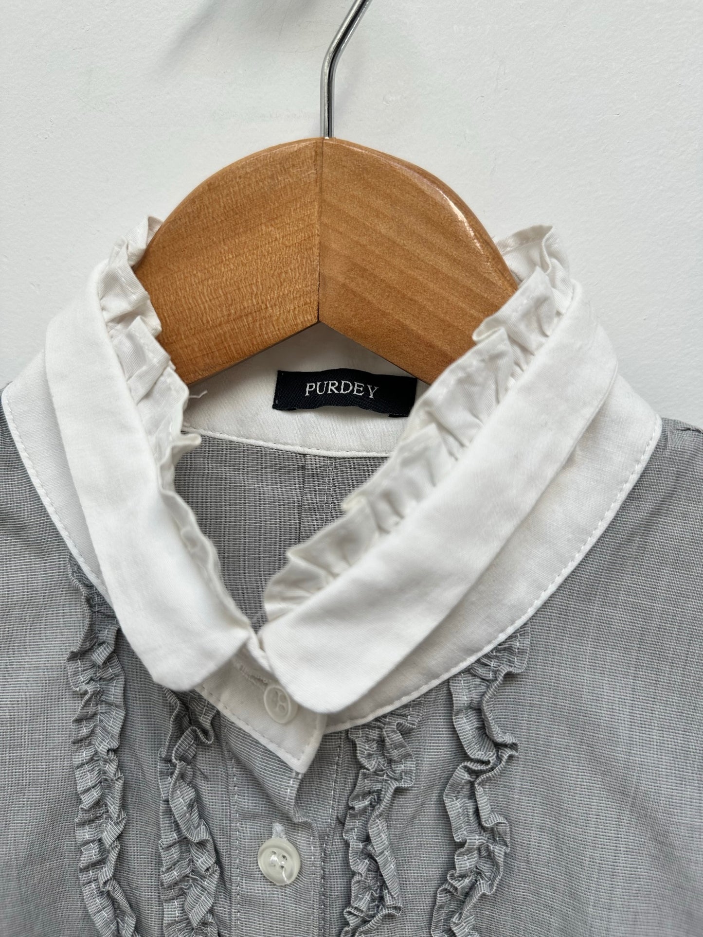 Purdey grijze blouse met witte kraag maat 36