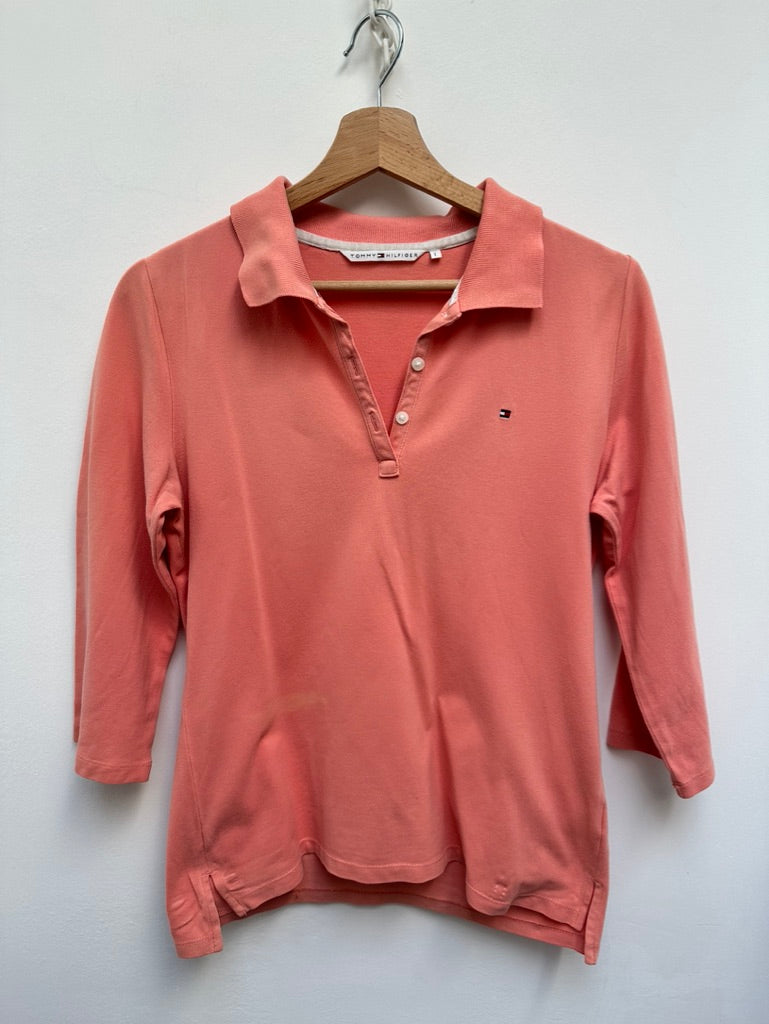 Tommy Hilfiger roze polo met 3/4 mouw maat L