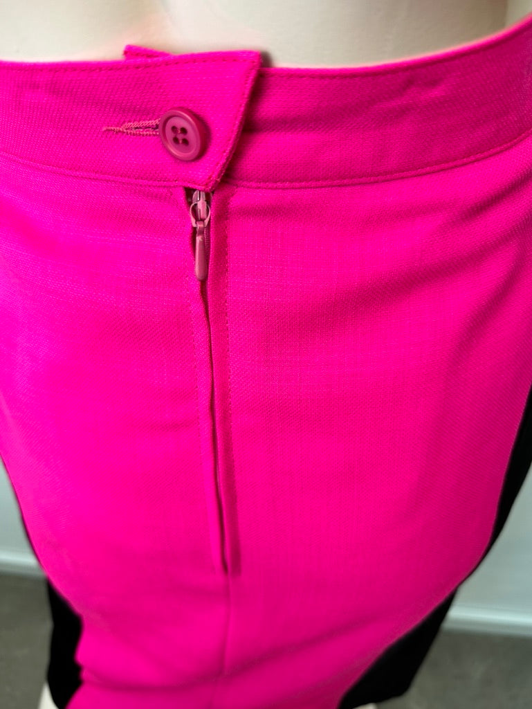 Vintage roze/zwart midirok maat 42