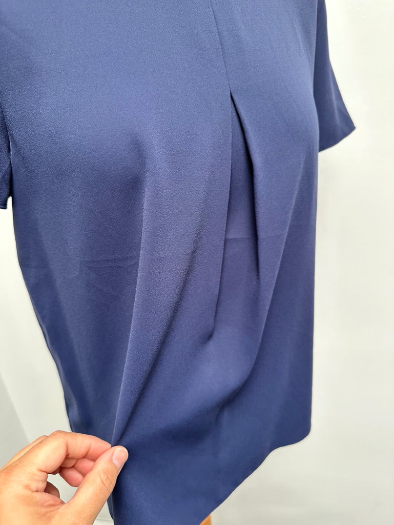 Esprit donkerblauwe top met opstaande kraag maat 38