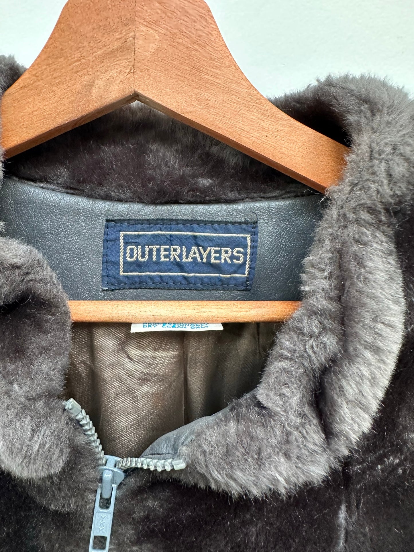 Outerlayers vintage fake fur jas grijs maat XL
