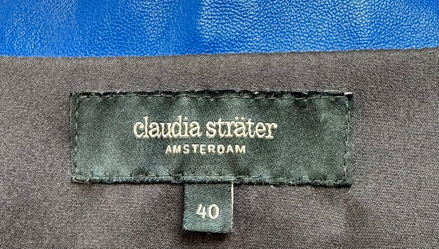 Claudia Sträter blauw leren jasje maat 40