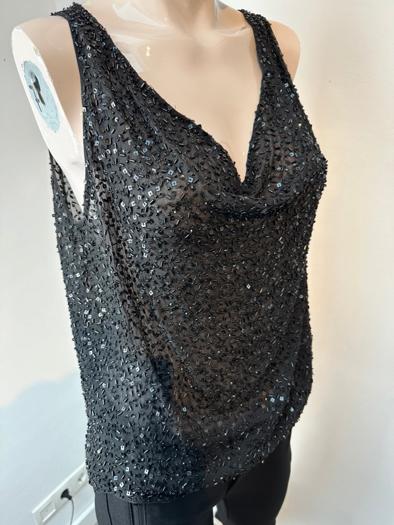 Alice + Olivia beaded top zwart maat M