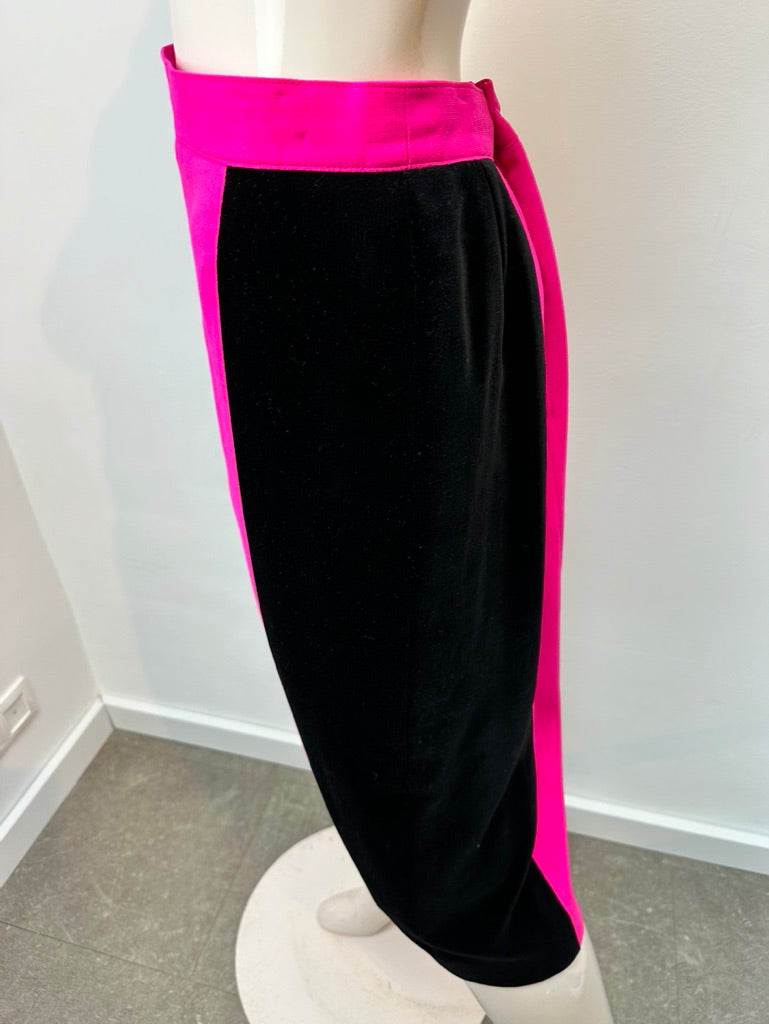 Vintage roze/zwart midirok maat 42