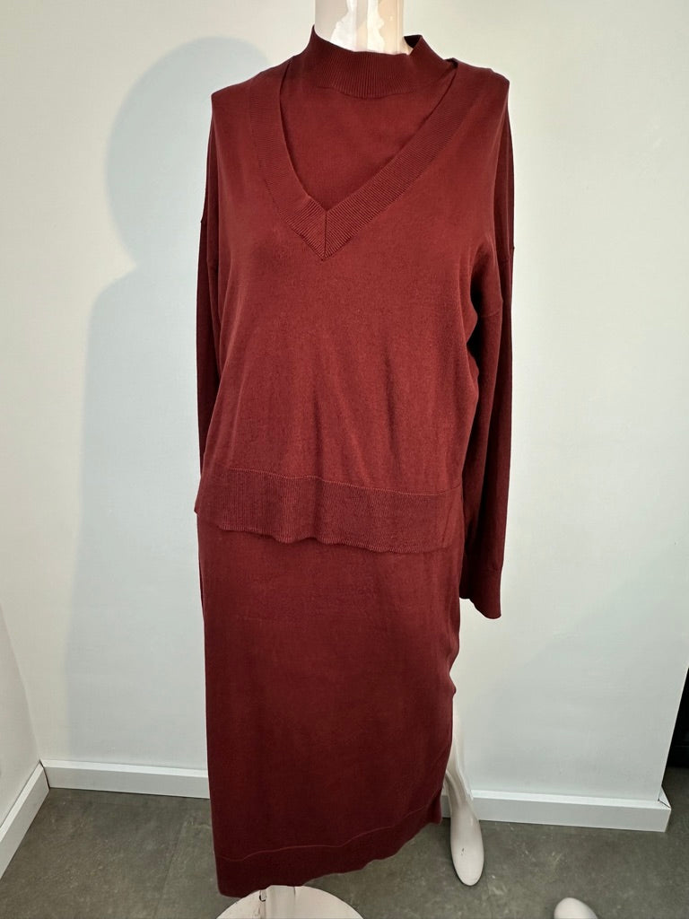 EDC by Esprit bordeauxrode jurk tweelaags maat M