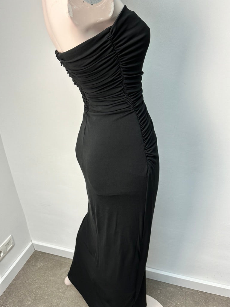 Mango SUIT strapless zwarte avondjurk maat M
