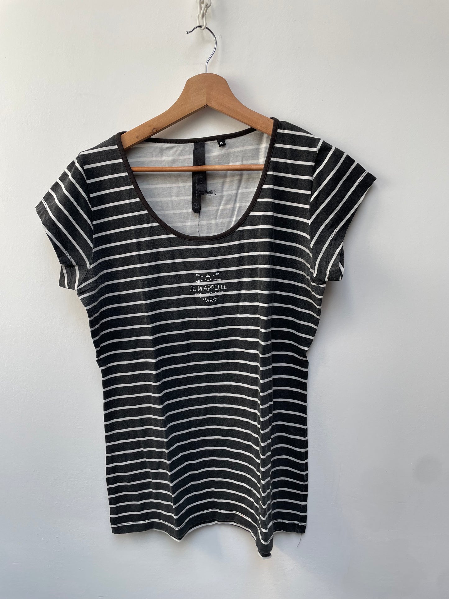 Je m'appelle zwart gestreept t-shirt maat XL