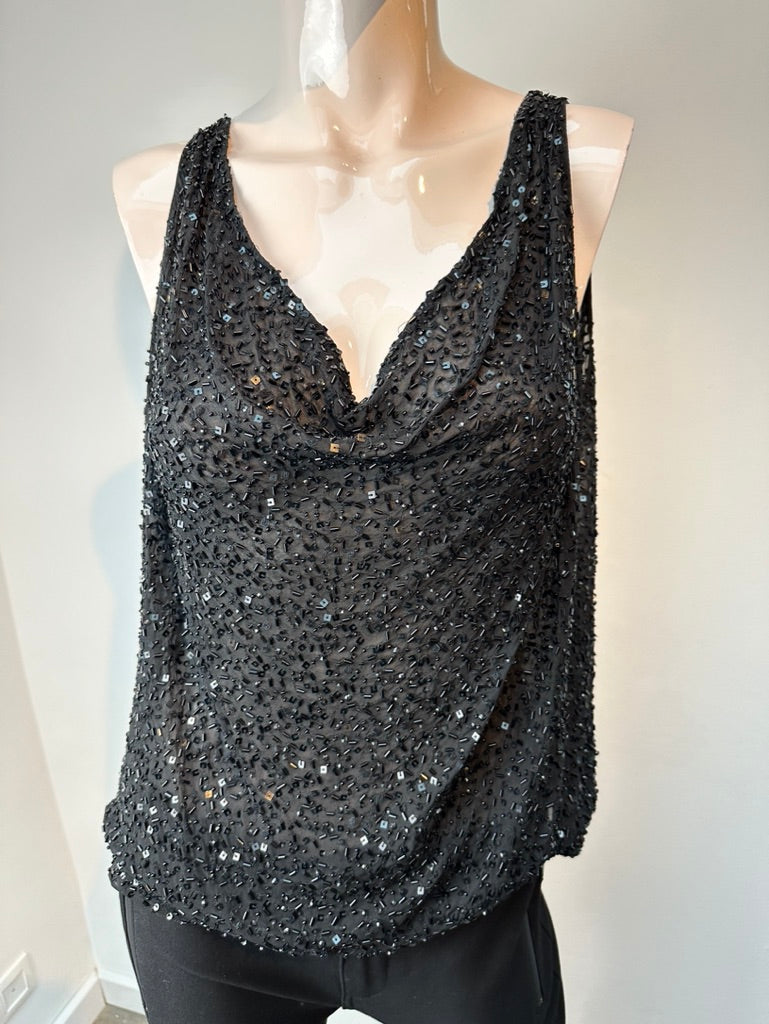 Alice + Olivia beaded top zwart maat M