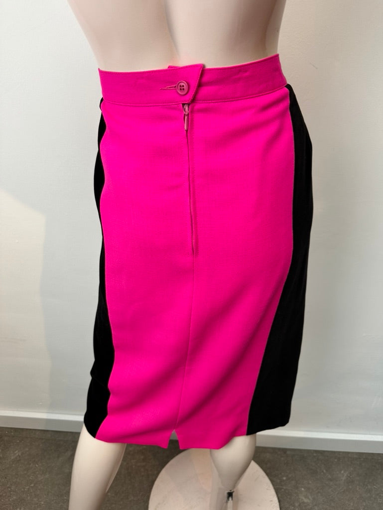 Vintage roze/zwart midirok maat 42