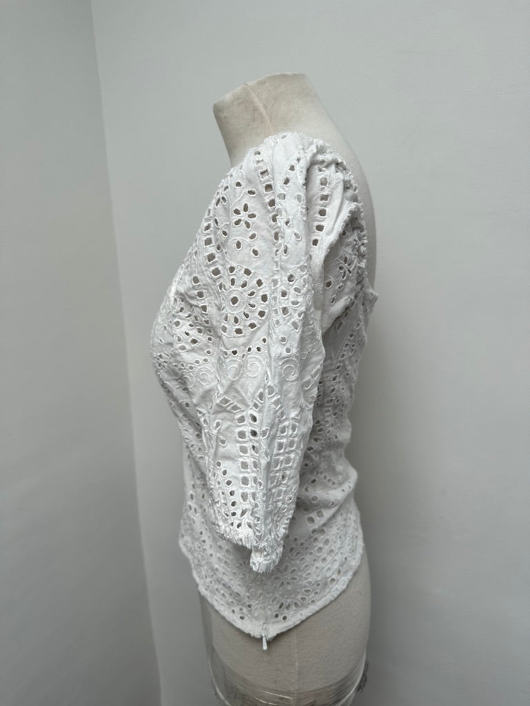 H&M wit bloesje met broderie maat 36