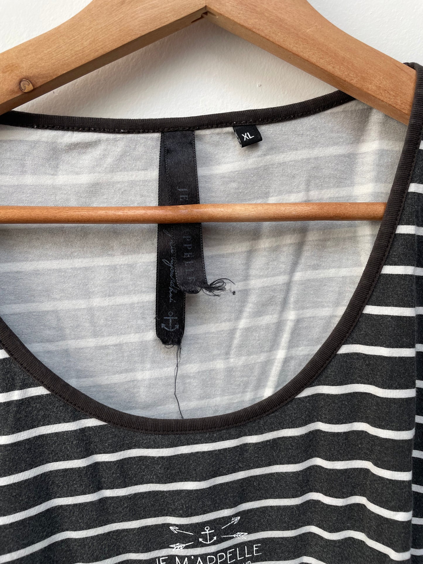 Je m'appelle zwart gestreept t-shirt maat XL