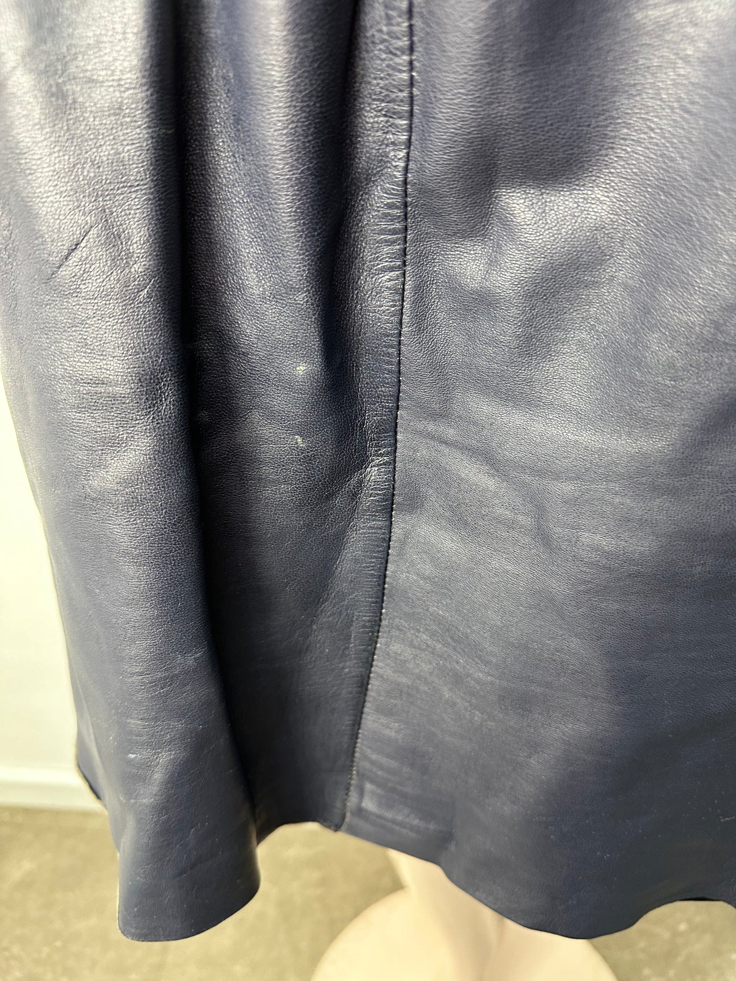 AIM blauw leren rokje maat L
