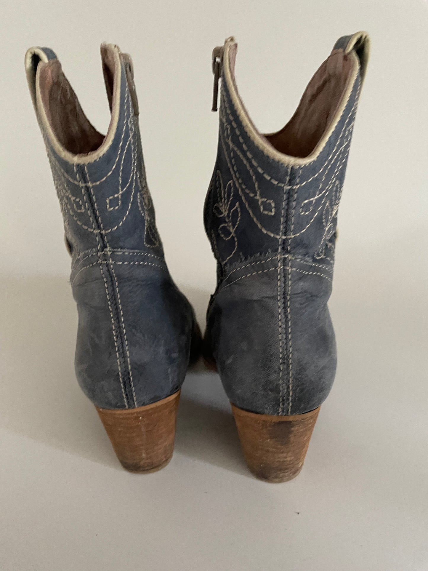 Dr. Adams leren jeansblauwe cowboy laarsjes maat 37