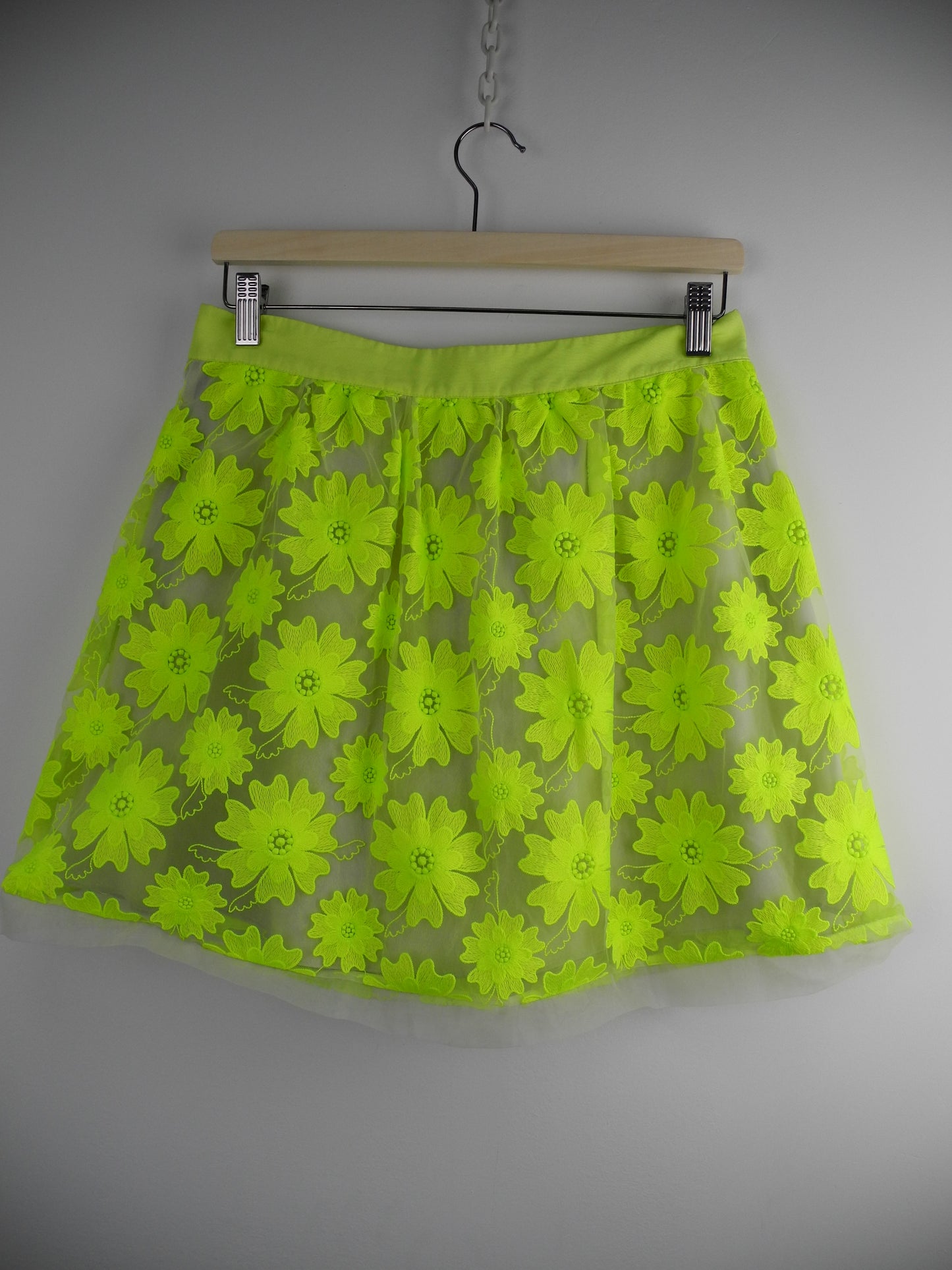 Karen Millen gebloemde rok neon geel maat 40