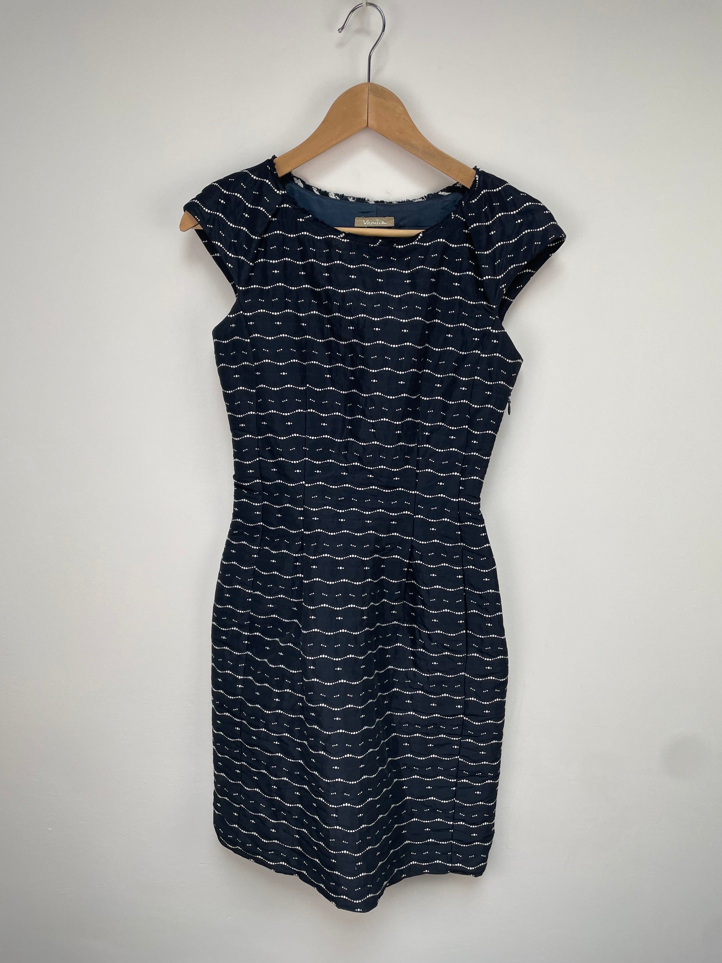 vanilia donkerblauwe jurk xs