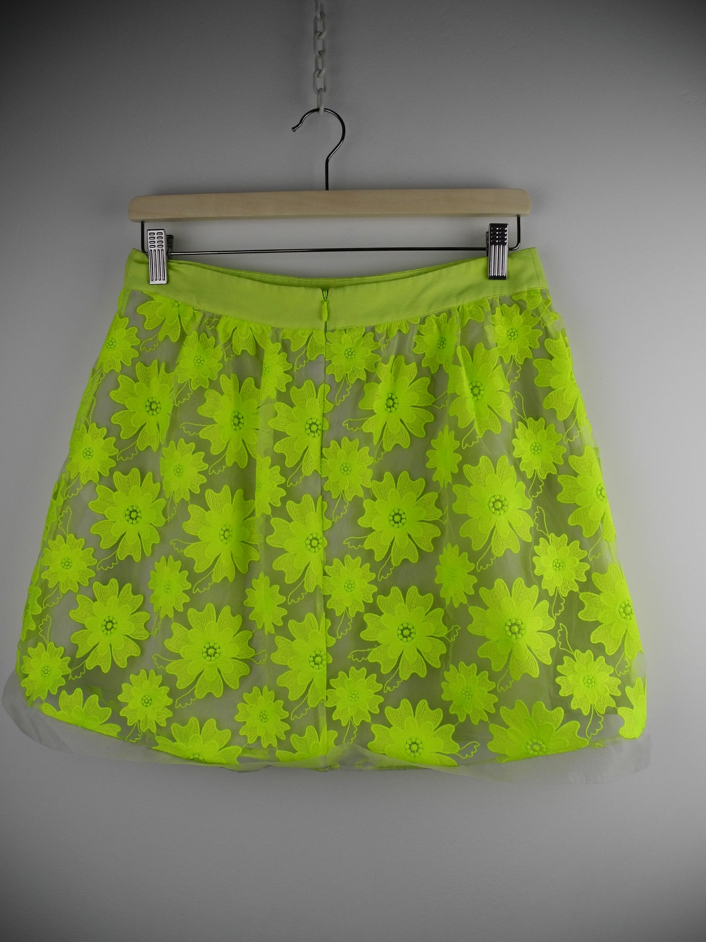 Karen Millen gebloemde rok neon geel maat 40