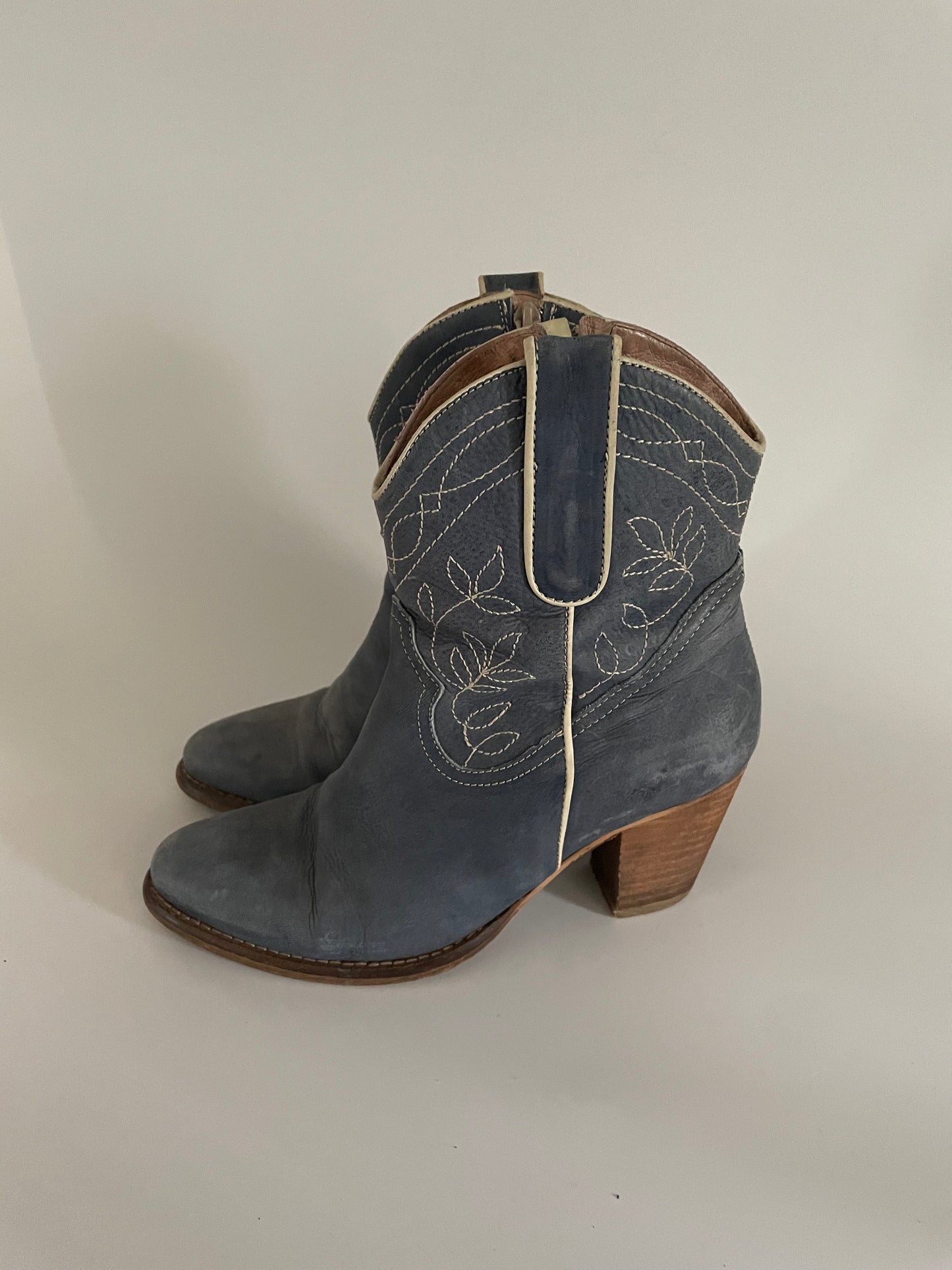 Dr. Adams leren jeansblauwe cowboy laarsjes maat 37