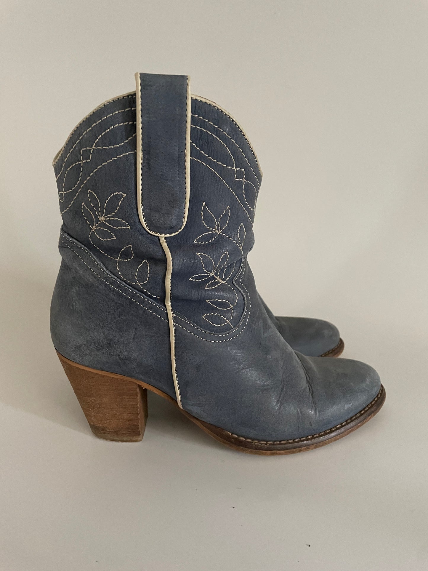 Dr. Adams leren jeansblauwe cowboy laarsjes maat 37