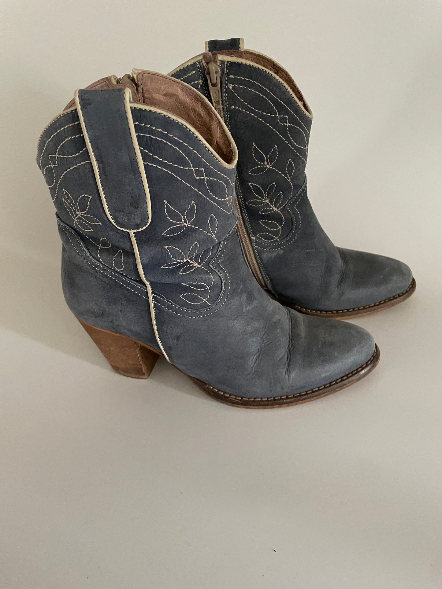 Dr. Adams leren jeansblauwe cowboy laarsjes maat 37