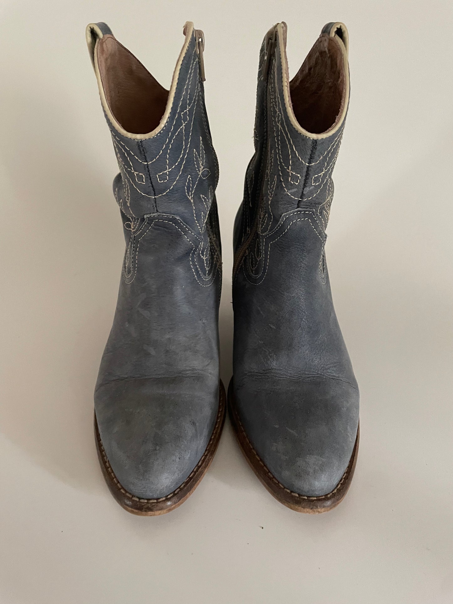 Dr. Adams leren jeansblauwe cowboy laarsjes maat 37