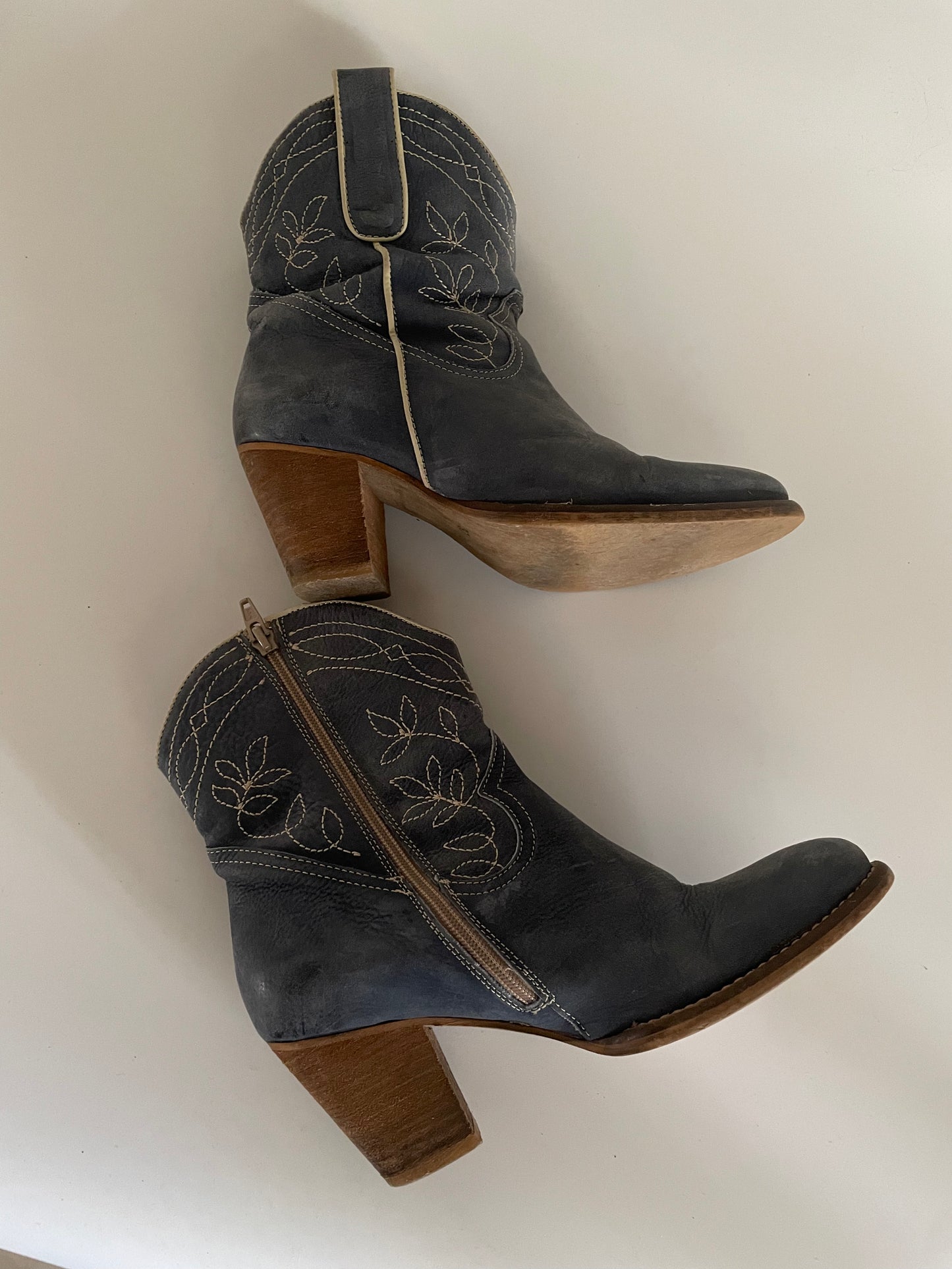 Dr. Adams leren jeansblauwe cowboy laarsjes maat 37