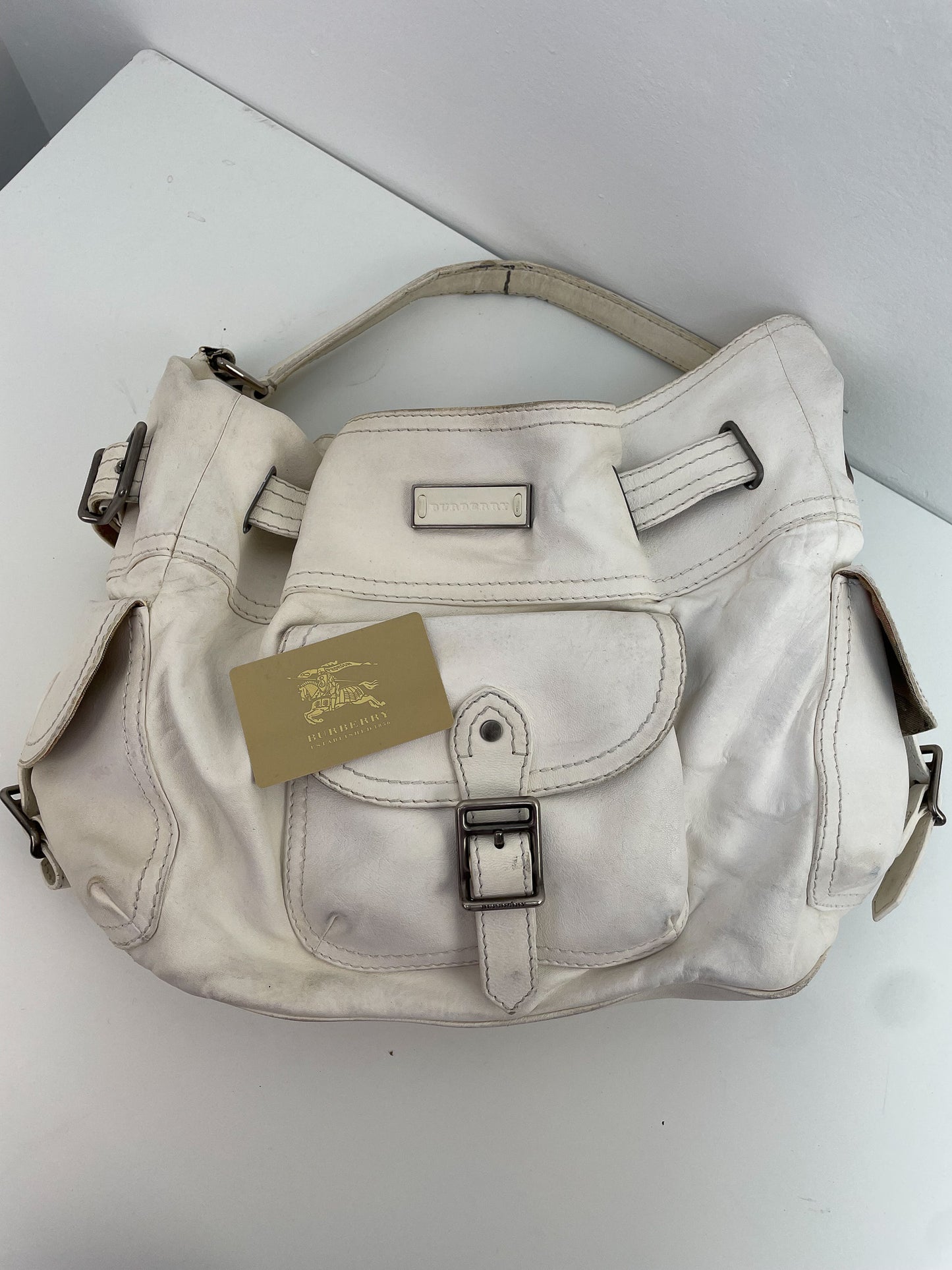 Burberry hobo schoudertas crème