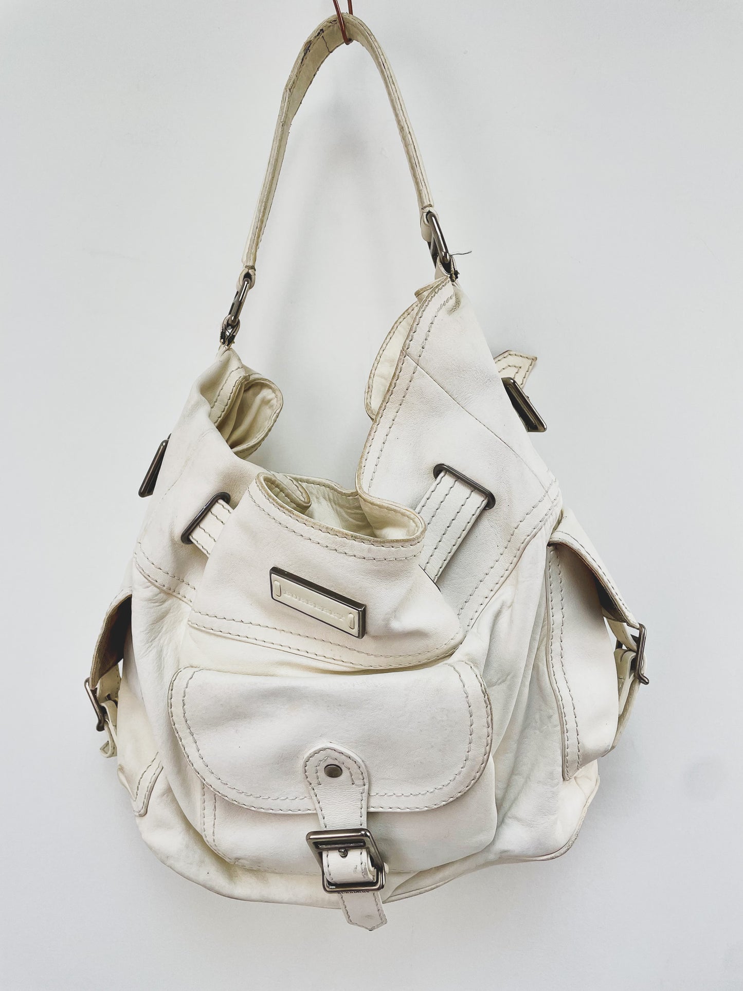 Burberry hobo schoudertas crème