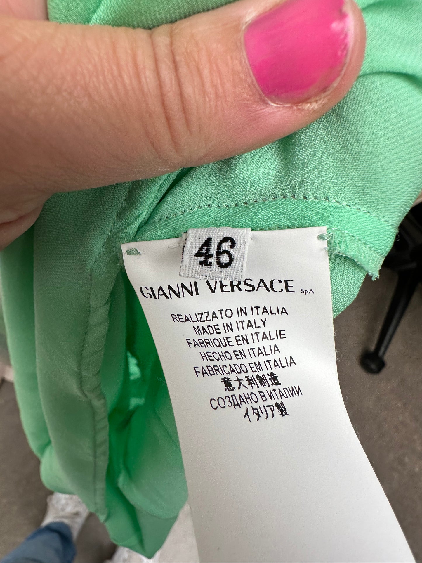 Versace mouwloze blouse groen maat 40