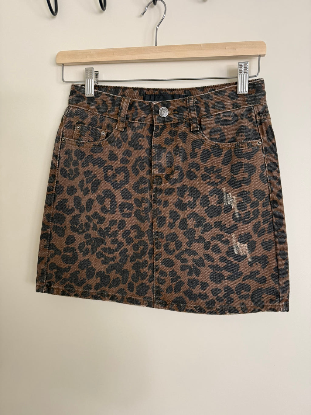 AC FOR AG - Rok - panterprint, denim, knoopsluiting - XS