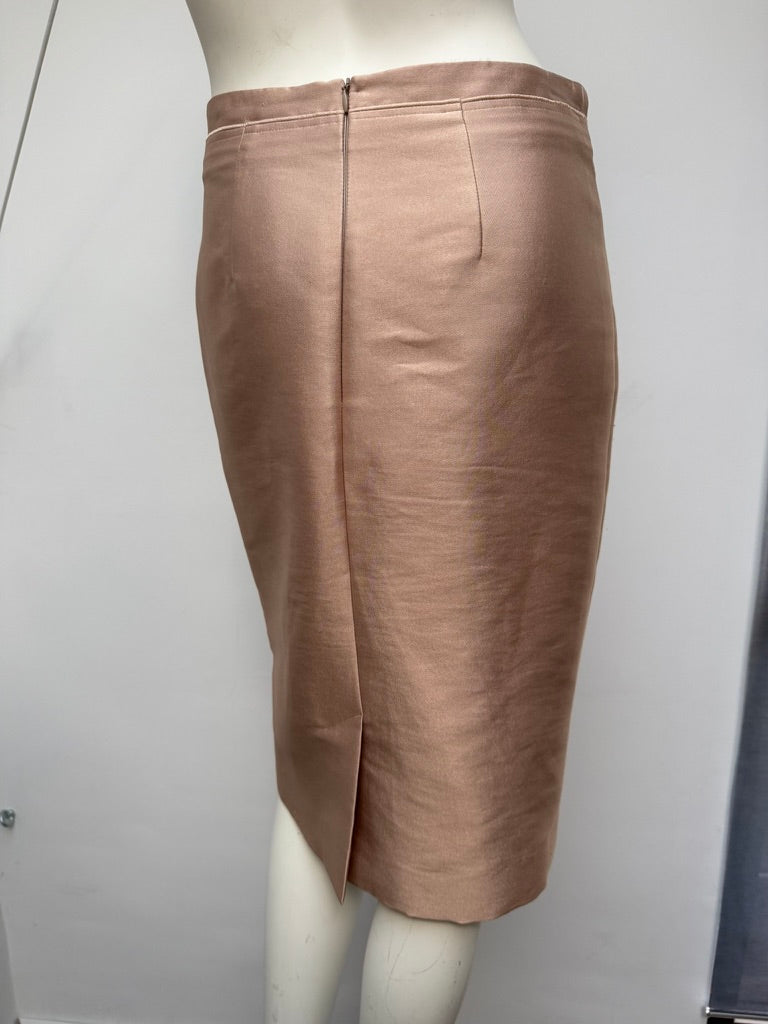 NATAN - Rok - beige/roze, glanzende stof, kokerrok - M