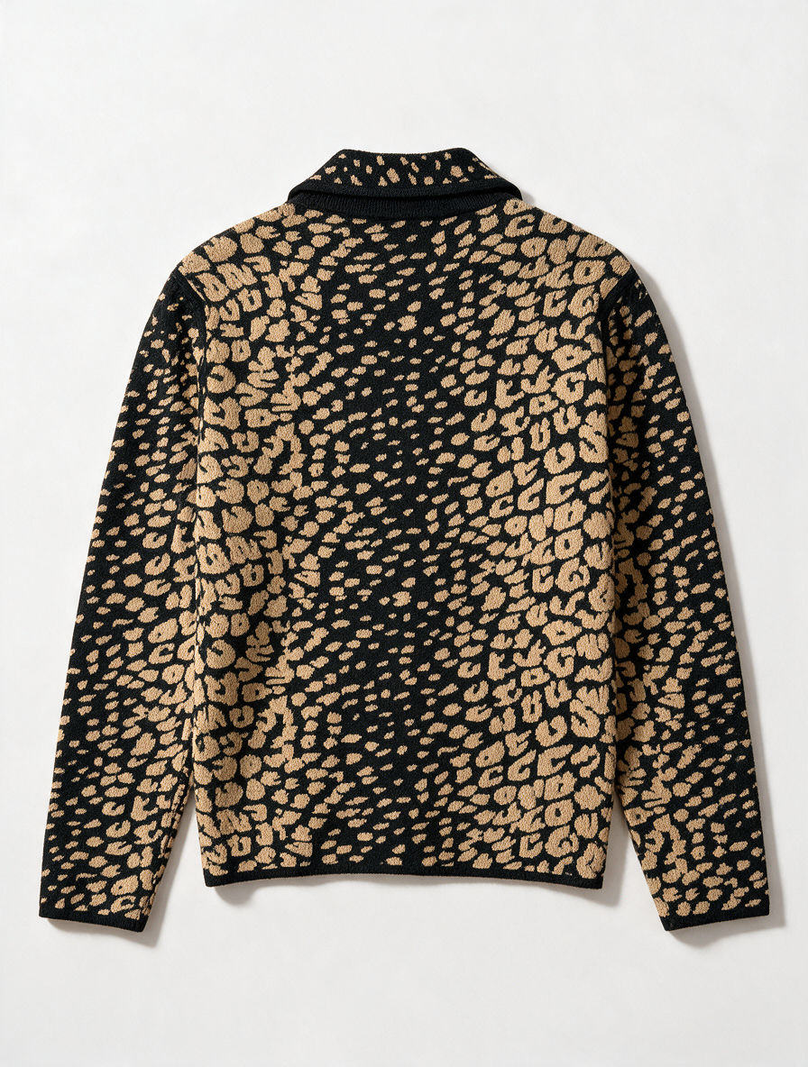 Claudia Sträter - Vest - dierenprint, beige en zwart, asymmetrische ritssluiting - M