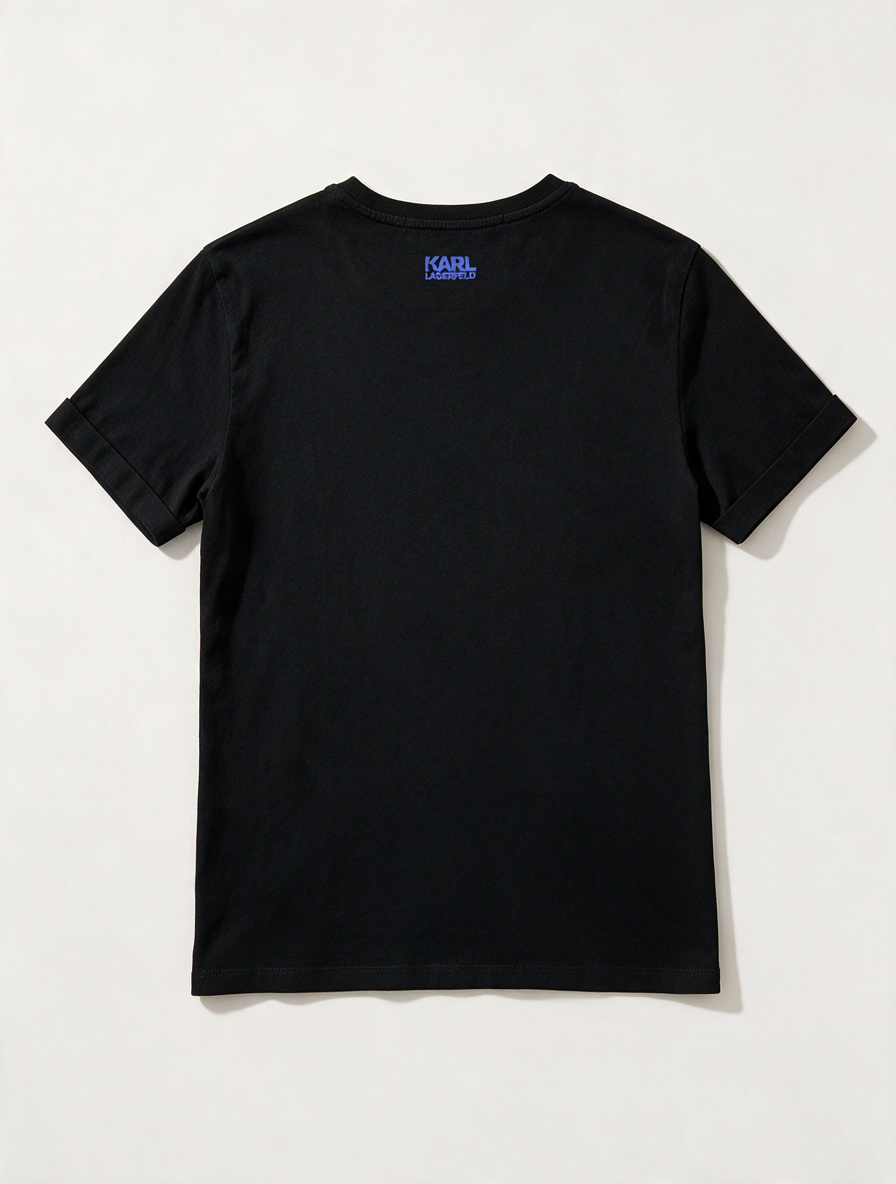 KARL LAGERFELD - T-shirt - zwart, grafische print, ronde hals - XS