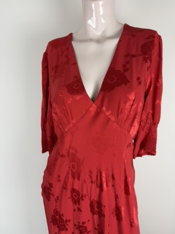 RIXO - Jurk - rood, V-hals, maxi-lengte - L
