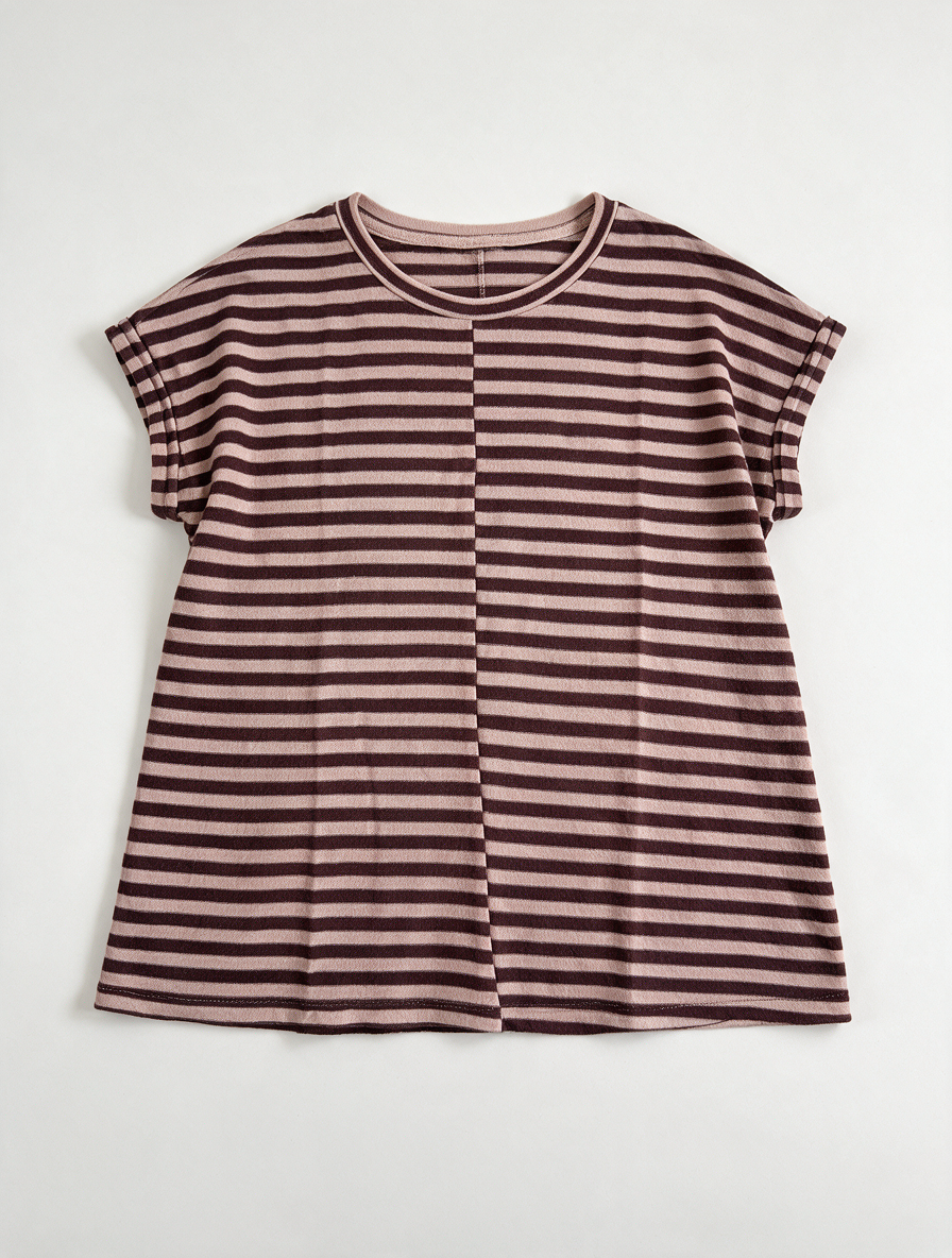 ARMEDANGELS - T-shirt - gestreept, bruin en roze, ronde hals - M