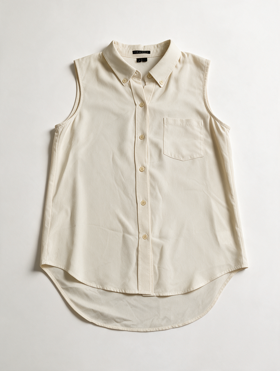 Theory - Blouse - crème, mouwloos, zijde - maat S