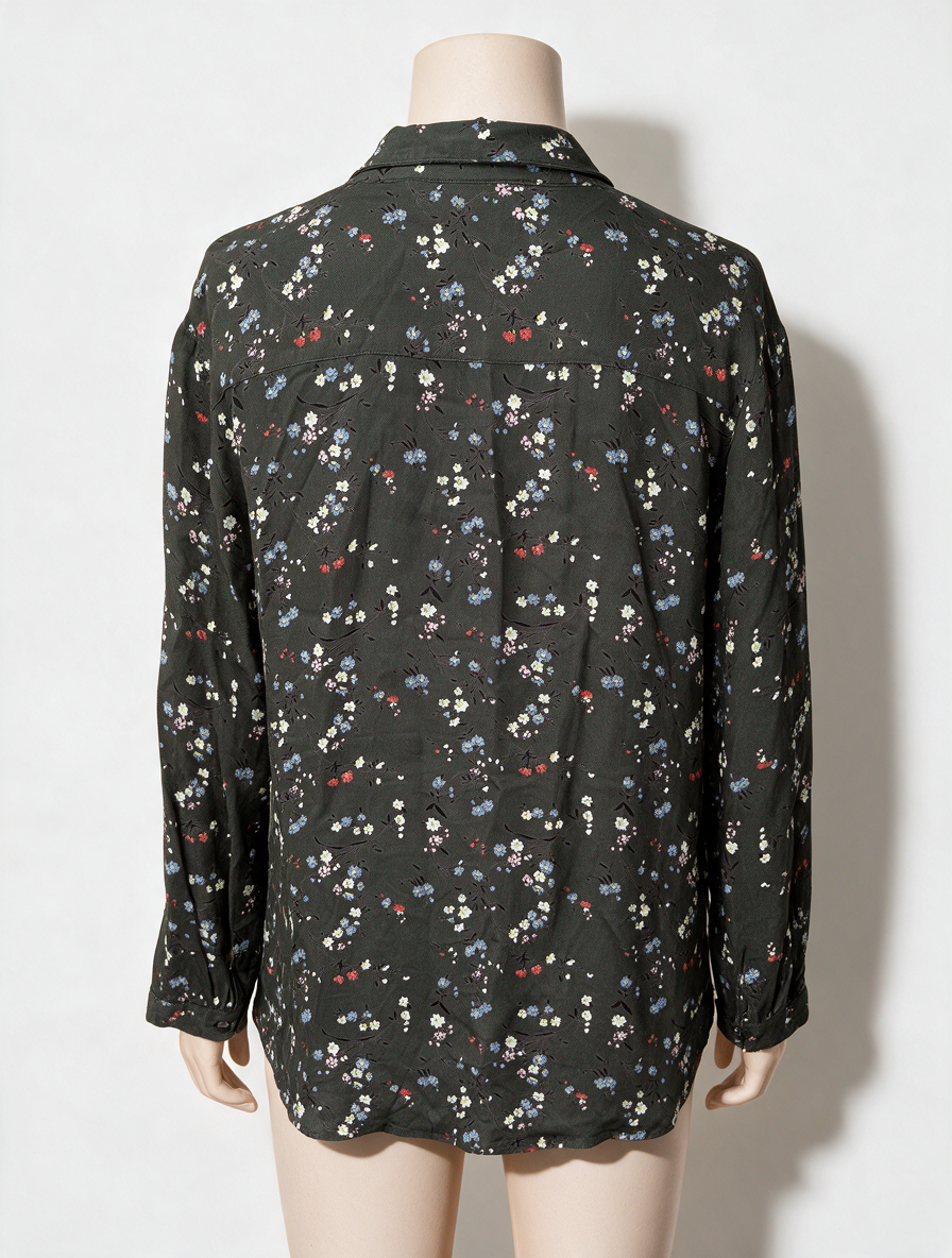 Essentiel Antwerp - Blouse - groen, bloemenprint, ruche - maat 40