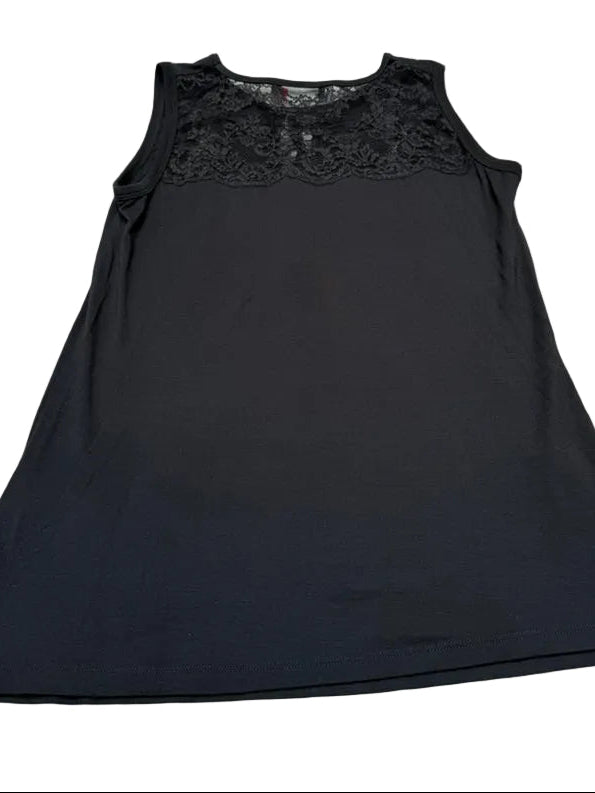 Marc Cain Top Zwart Kant Maat N4 (L-XL) – Mouwloze Designer Top met Luxe Details