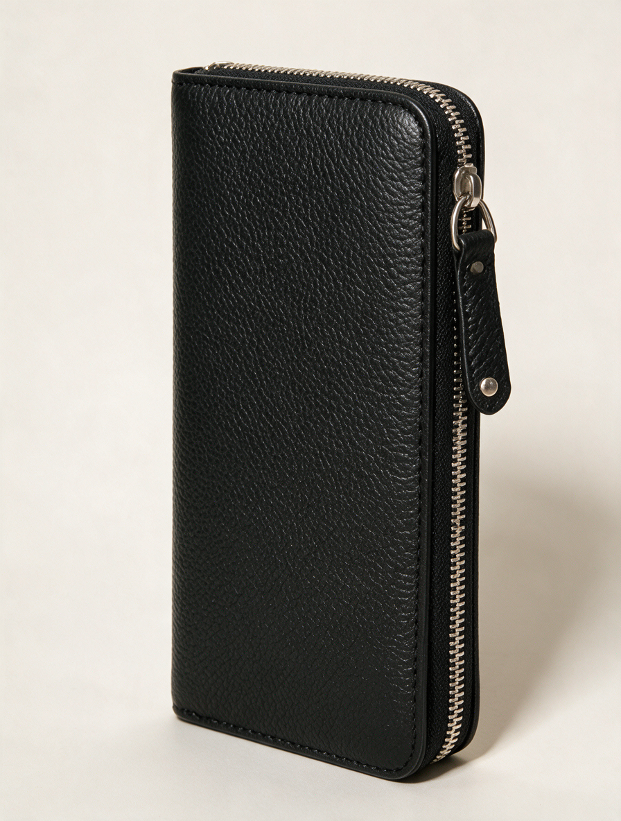 Liu Jo Accessories - Portemonnee - zwart kunstleer, ritssluiting rondom, goudkleurige studs - 1 maat