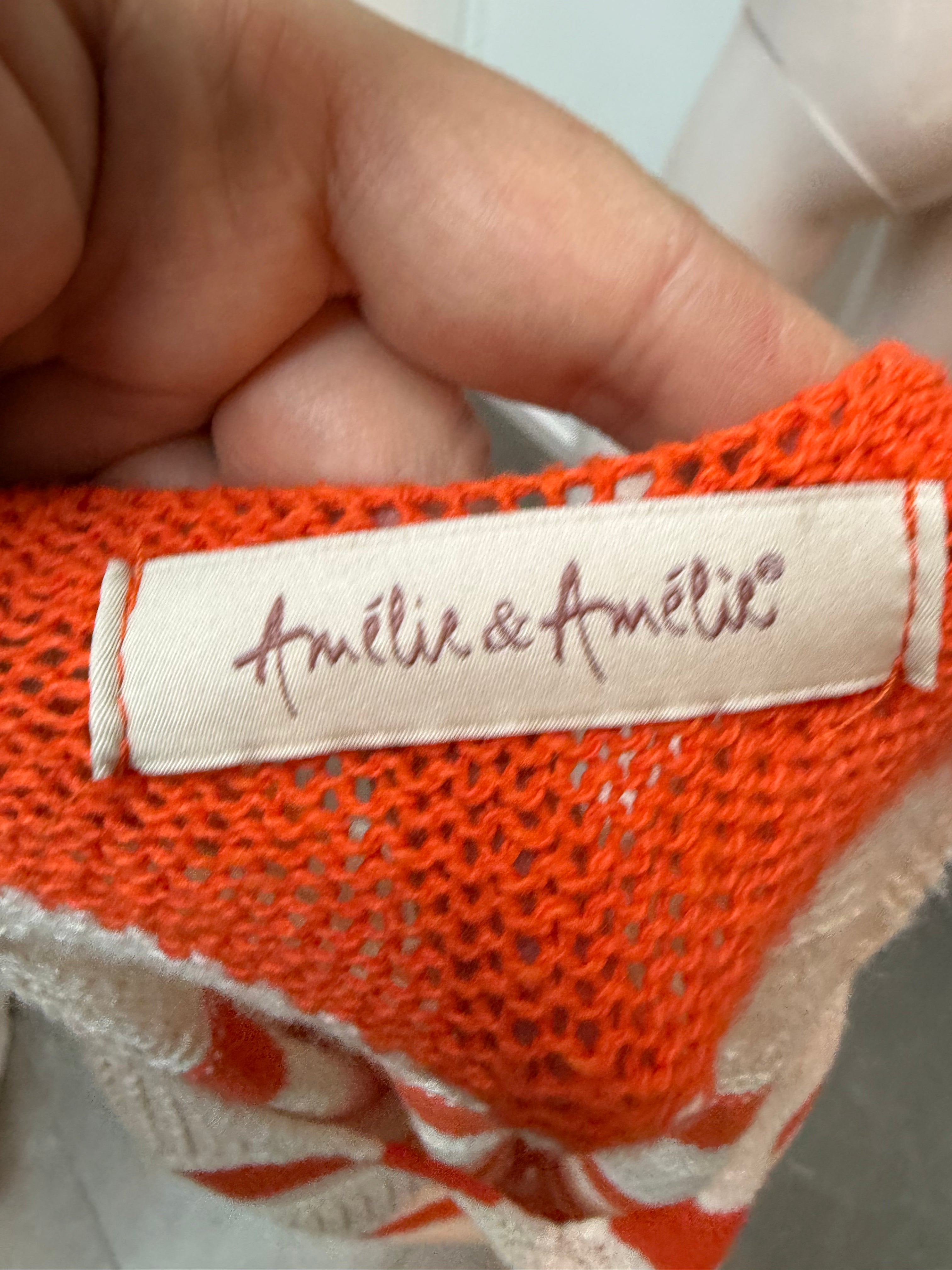 Amelie & Amelie trui beige/oranje maat M/L