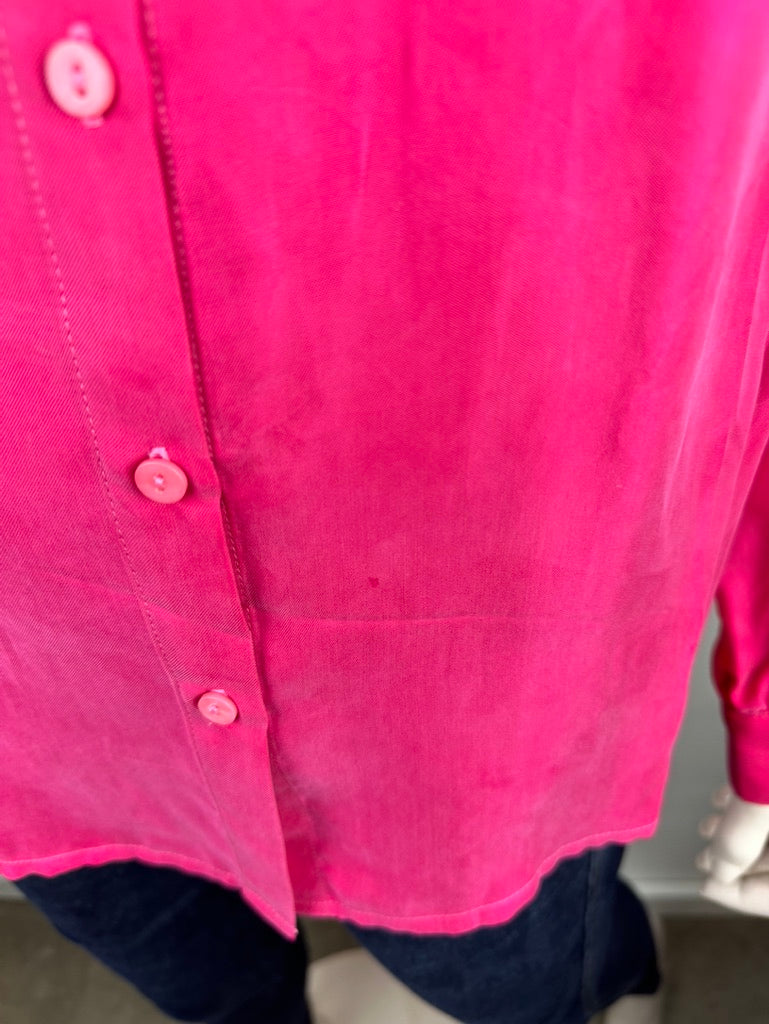 Roze zijden blouse maat M